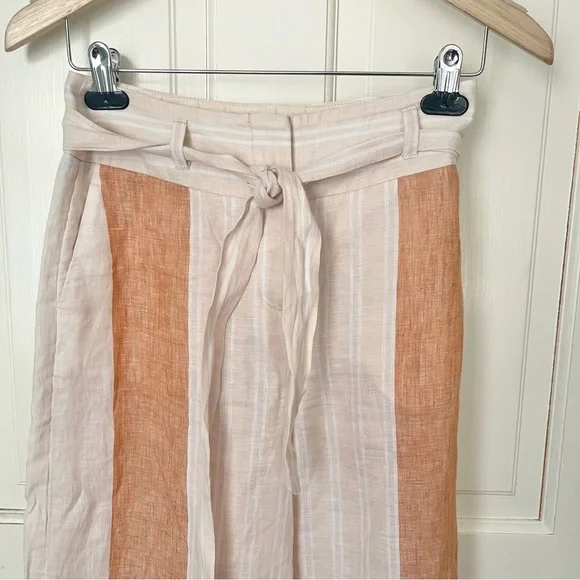 NWOT Anthropologie Ett:Twa 100% Linen Wide Leg Pants 00 Striped Office - Picture 6 of 12